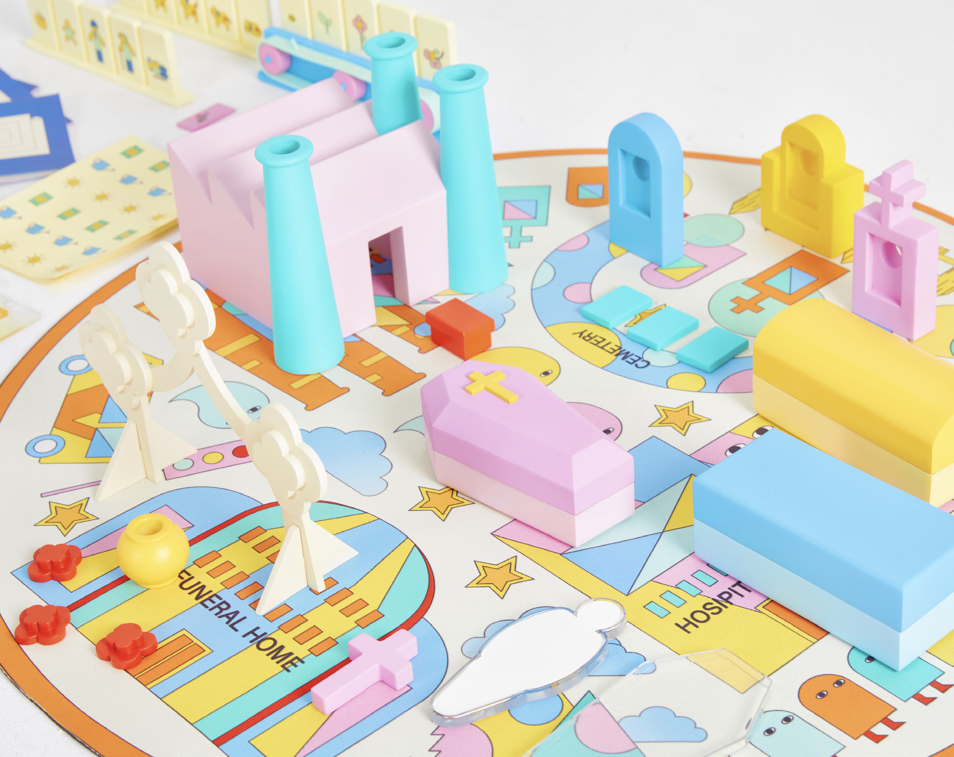 Close-up of the colorful Medjed’s Journey map and role-play board.